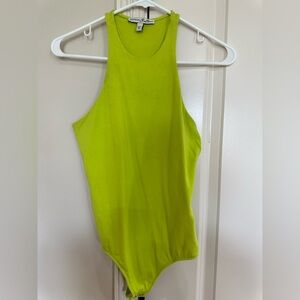 Express Yellow Green Sleeveless Fitted Bodysuit